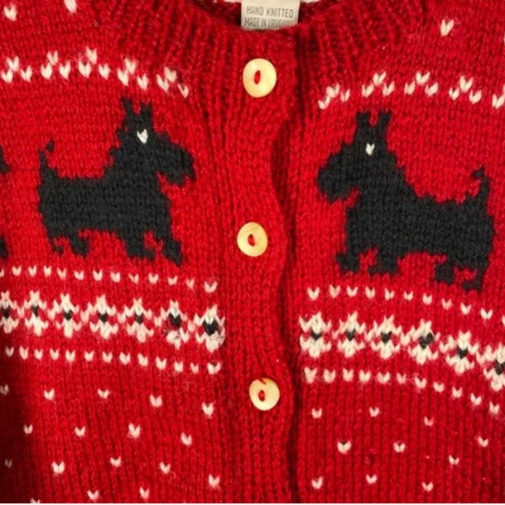 VINTAGE Wool Cardigan Sweater with Scotties - Picture 5 of 7